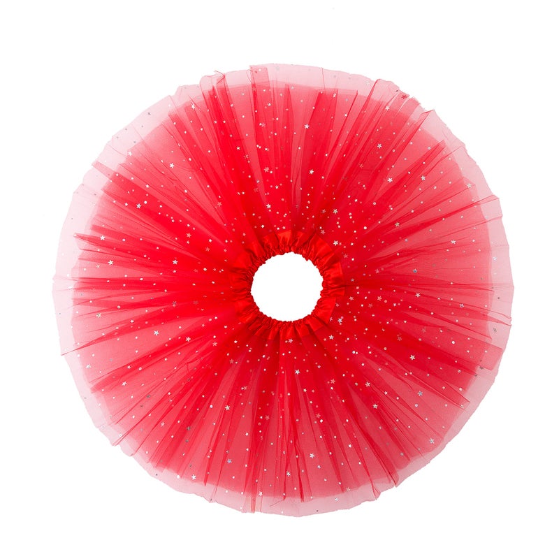 JastoreÂ® Girls Layered Stars Sequins Tutu Skirt Princess Ballet Dance Dress (Red) - Image 2
